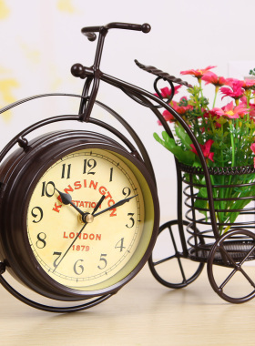 创意坐钟欧式田园双面静音时钟