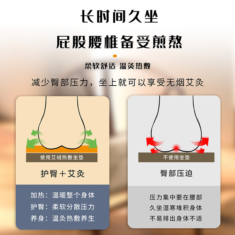电加热艾绒坐垫艾灸垫办公室女久坐艾草暖宫臀部冬季坐垫随身家用,淘宝优惠券,粉丝福利购,淘宝优惠卷