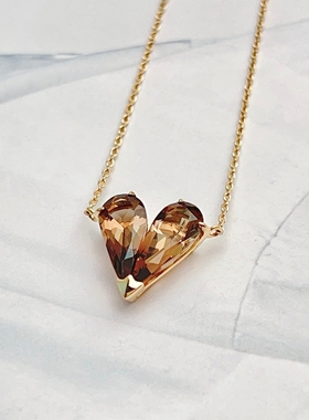 天然水晶粉晶茶晶爱心礼物项链