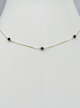 K金日系轻奢小黑珠满天星项链