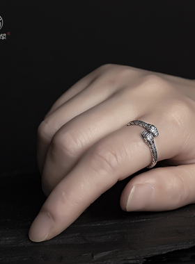 复古风纯银平安招财属蛇戒指