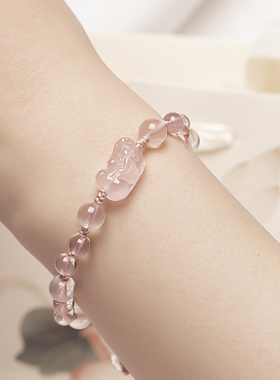 玄修阁星光粉水晶女貔貅桃花手链