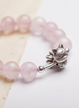 小狐狸手链粉水晶原创
