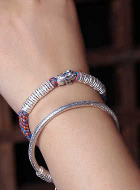 貔貅盘缠手绳足银吸金平安复古风