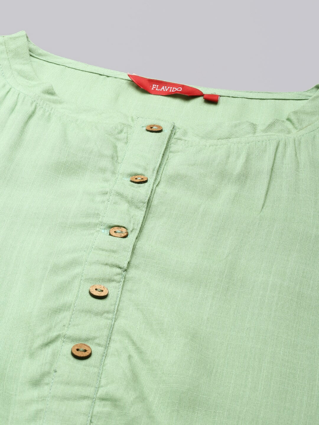 B4-1-2印度女装民族风圆领七分袖中长款上衣绵绸休闲长衫 抹茶色 - 图3