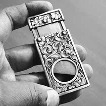 Beautifully hand carved silver cigar cut in hand