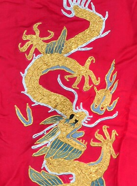 手工绣品老绣片领口袖口配花京绣手工刺绣装饰画盘金盘金龙装饰画