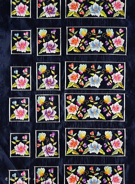 特色手工蝴蝶花布料包贴老绣片
