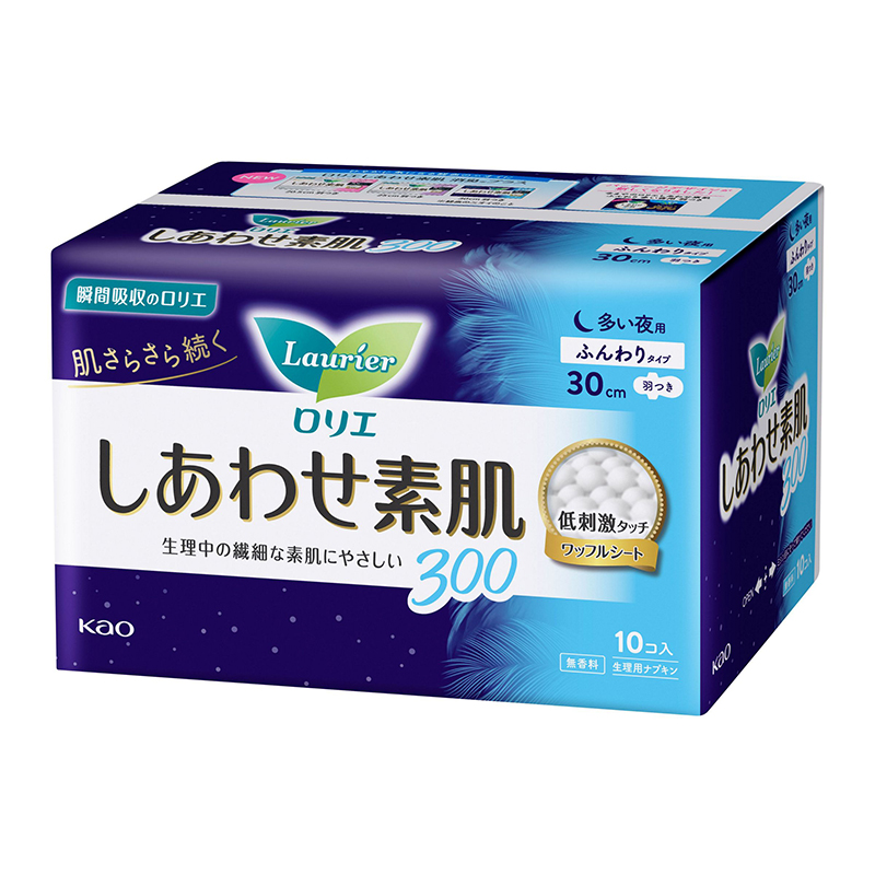 花王卫生巾夜用日本进口无荧光素肌F系列敏感肌姨妈巾300mm10片