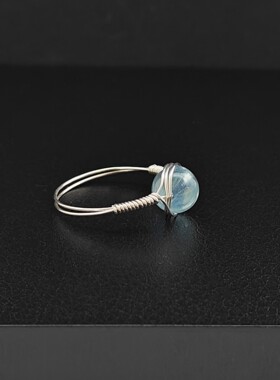 原创海蓝宝925纯银戒指