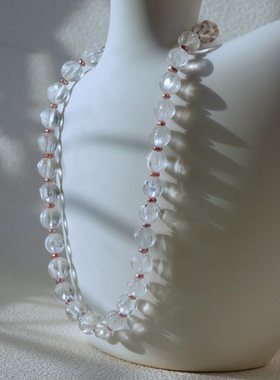 天然白水晶项链锁骨链复古精致高级感简约百搭珍珠925银南瓜珠