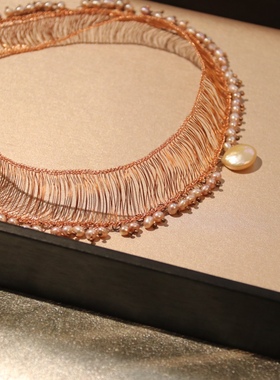 蕾丝项链锁骨链手工珍珠银公主风淑女名媛气质高级感设计师小众