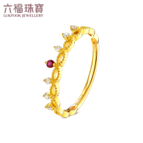 Liufu Jewelry Red Gem Ring Roll Pearl side glossy surface 18k gold drilling ring female delivery gift pricing cMDSKR0056Y