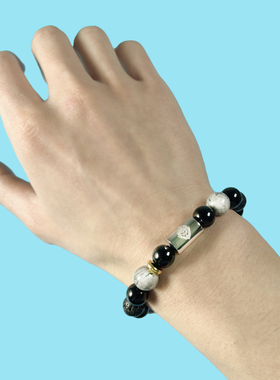 原创国潮火山石串珠拼接手链男女