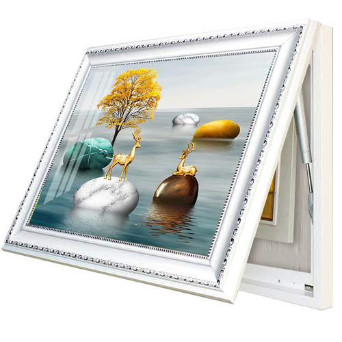 客厅电表箱装饰画简约餐厅液压挂画北欧式配电箱弱电箱盒推拉壁画 - 图0