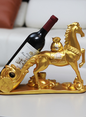 马年摆件马上有钱红酒架摆件装饰