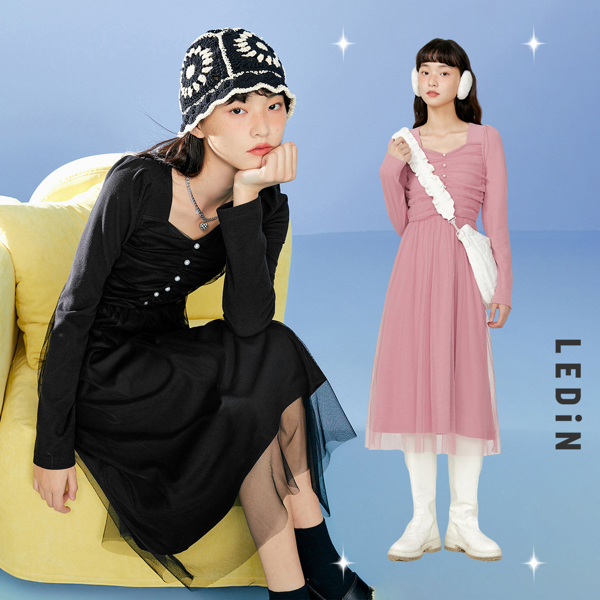 【9.27上新】乐町优雅拼接2021连衣裙 乐町连衣裙