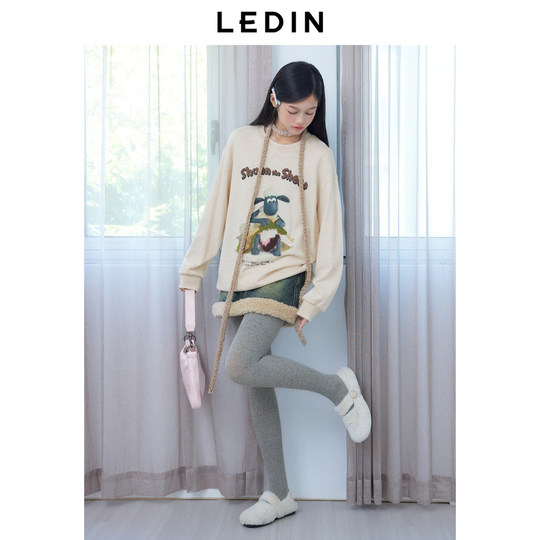 【商场同款】乐町仿羊羔毛拼接牛仔短裙新款复古半身裙C2HEE4226