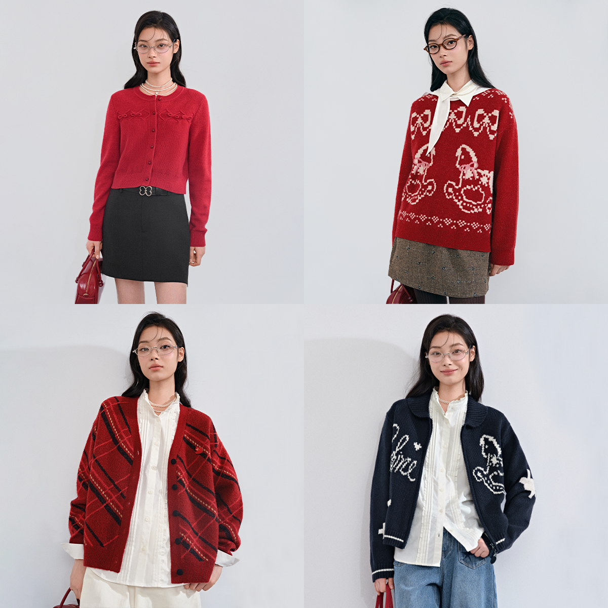 乐町马上好运卡通针织衫女25年冬季新年毛衣正肩合体针织内搭上衣,淘宝优惠券,粉丝福利购,淘宝优惠卷