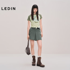 【商场同款】乐町灰色宽松休闲裤百搭通勤工装裤短裤女C2GCF3124