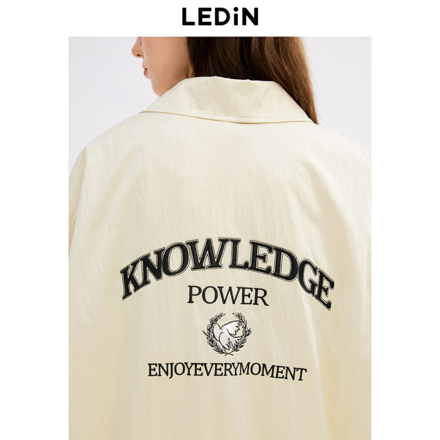 Lecho Korean Academy Style 2024 Autumn New Small Picture Embroidered Lapel Casual Loose Baseball Suit Jacket Jacket