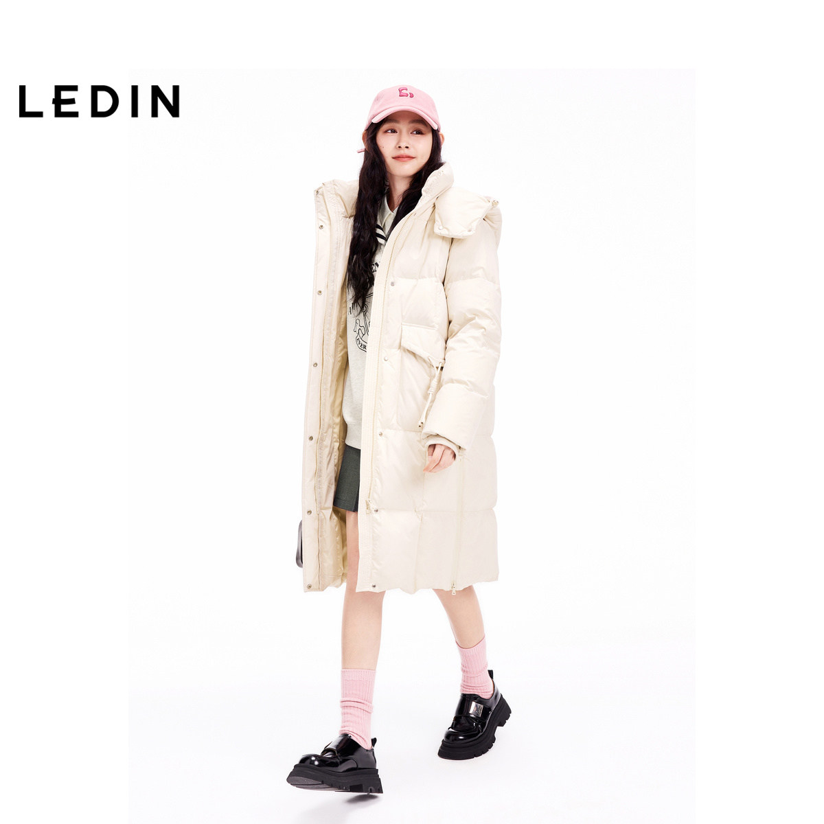 【商场同款】乐町连帽宽松羽绒服冬季新款保暖外套C2ACE4333 - 图1