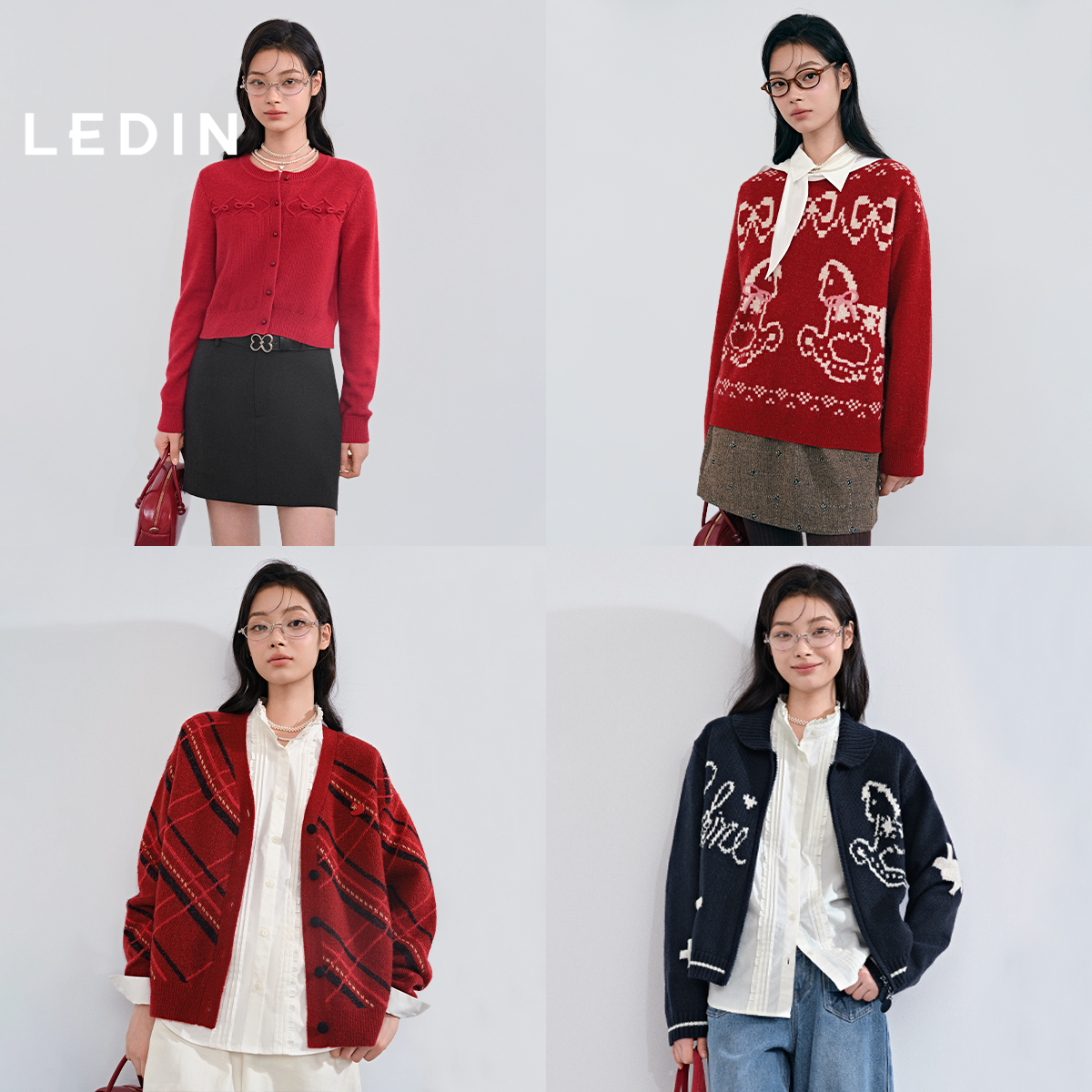 乐町马上好运卡通针织衫女25年冬季新年毛衣正肩合体针织内搭上衣