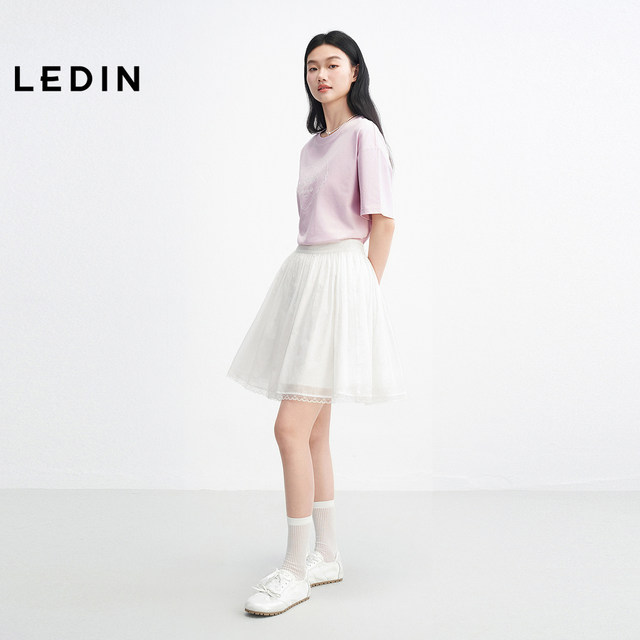 Leting Ballet Style Little White Skirt Women's 25th Summer New Style Lace Double Layer Skirt Check-in Skirt