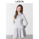 Leding layered fake two-piece shirt skirt 25 spring new loose pleated skirt intellectual long-sleeved Polo skirt