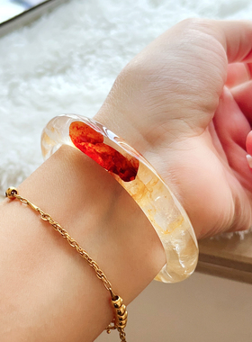 天然锦鲤胶花手镯一物一图