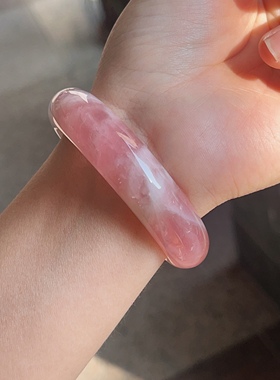 马达加斯加芙蓉石甜美粉晶手镯