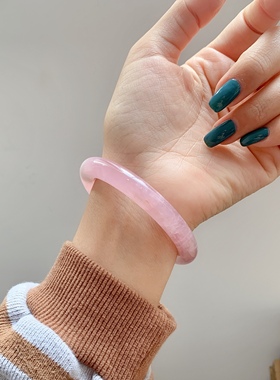 马达加斯加细圆条粉水晶手镯