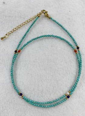 小众国风天然绿松石项链南红玛瑙