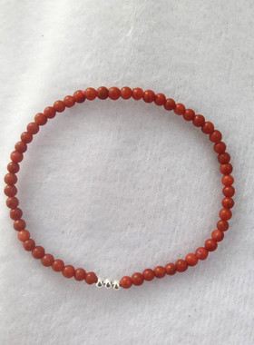 天然南红玛瑙小米珠柿子红手链女