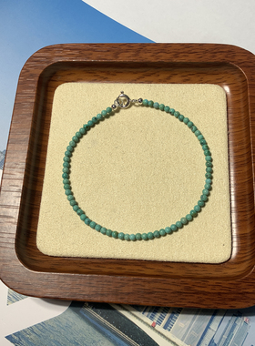 天然原矿松石小米珠S925银扣手链