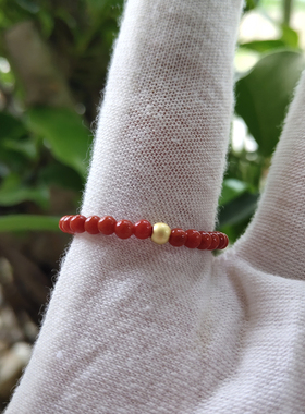 天然南红玛瑙红戒指极细食指环女