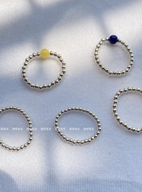 s925纯银串珠戒指女转运珠指环细