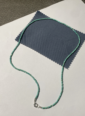 天然原矿绿松石女极细小米珠项链