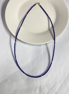 青金石石榴石米珠极细锁骨项链女