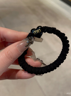 韩国东大门新款合金爱心字母发圈简约时尚皮筋高弹力时尚扎发头绳