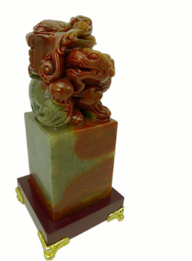 寿山石招财古典办公室母子貔貅印