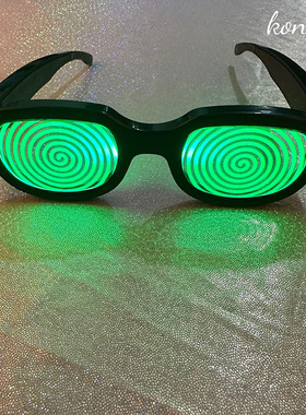 控阁七彩发光科技感眩晕眼镜搞怪生日party动漫二次元cos装饰眼镜