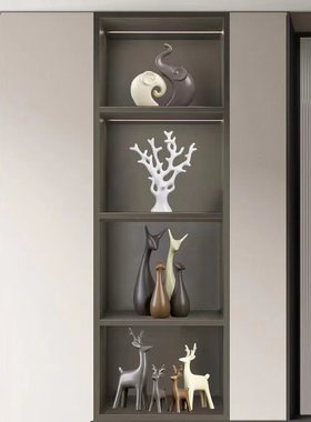 宏赫北欧陶瓷四宫格双开门摆件