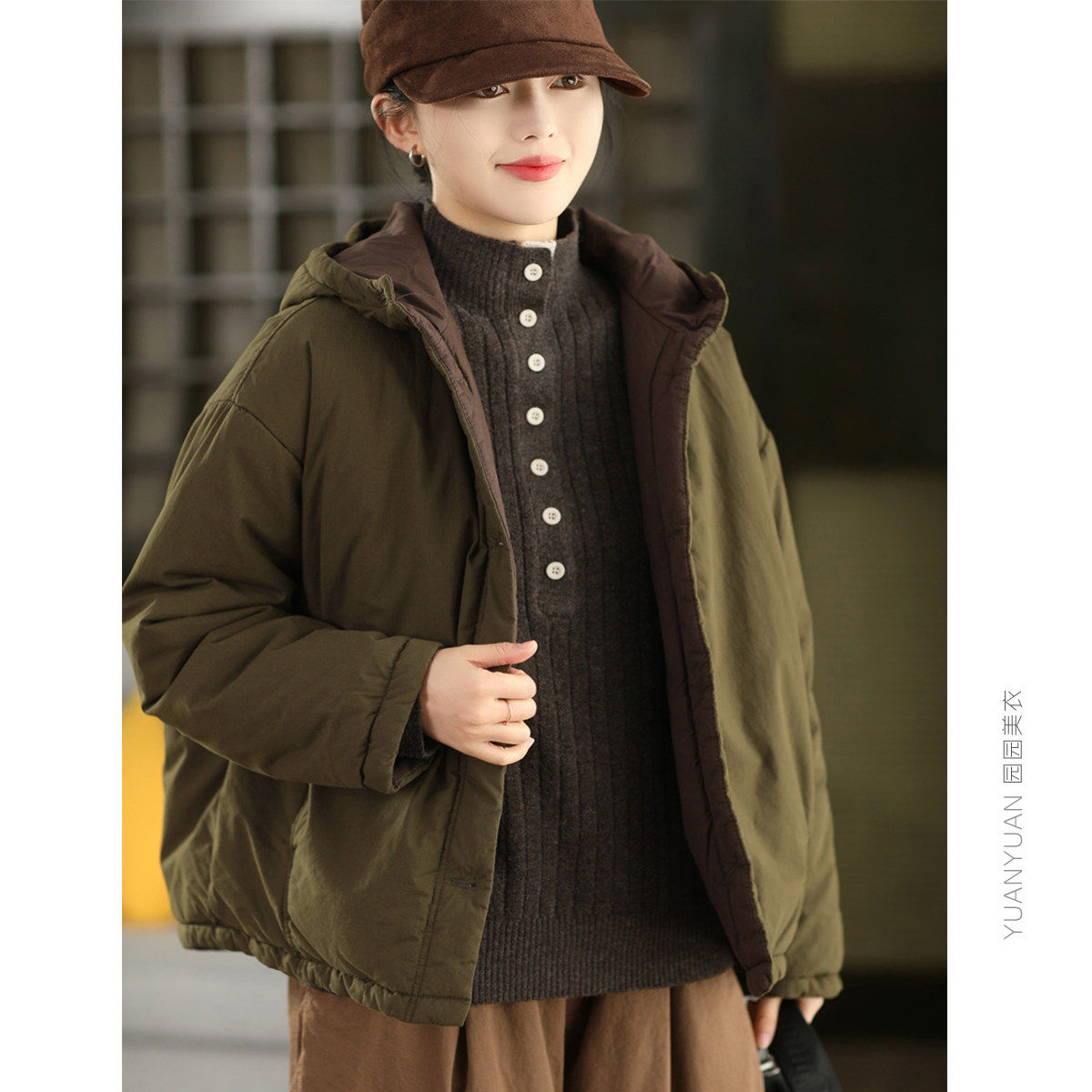 园园美衣冬季复古棉夹棉连帽外套女保暖加厚棉袄棉衣棉服,淘宝优惠券,粉丝福利购,淘宝优惠卷