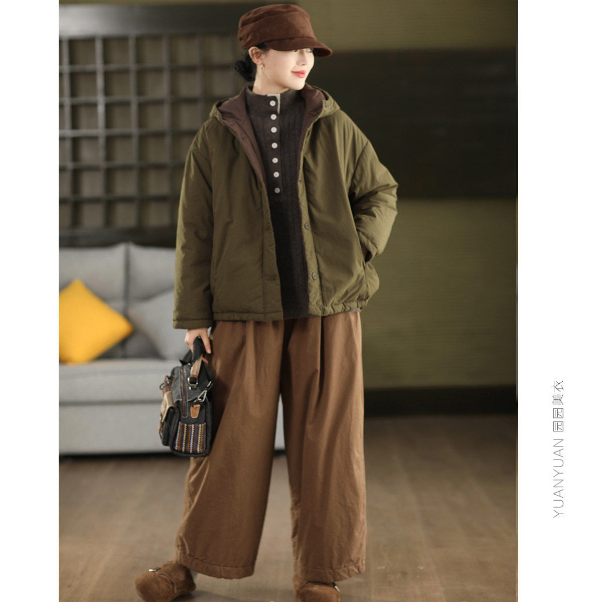 园园美衣冬季复古棉夹棉连帽外套女保暖加厚棉袄棉衣棉服,淘宝优惠券,粉丝福利购,淘宝优惠卷