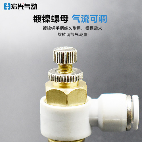 白色帽节流阀SL8-01快速可调接头SL4-M3/6-M5/10-02/12-03/16-04 - 图0