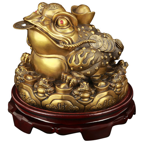 吉善缘 铜金蟾摆件 三足金蟾蜍家居客厅装饰国学工艺开业礼品9997 - 图0