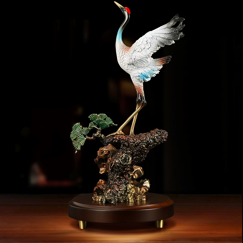 吉善缘《松鹤延年》铜仙鹤摆件 家居客厅玄关贺寿 礼物工艺品0916