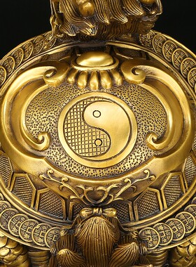 客厅玄关全铜金钱八卦龙龟摆件龙头龟办公室居家新中式招财装饰品