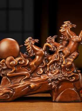吉善缘 八骏马到成功摆件 家居客厅酒柜装饰老板桌工开业艺品2381